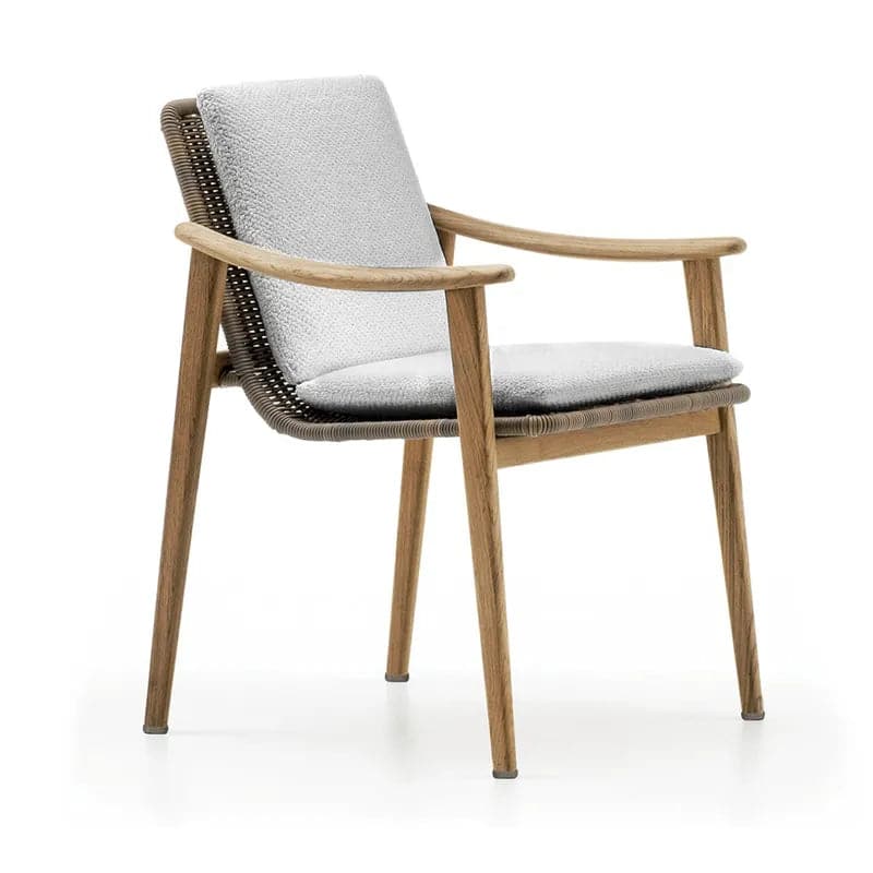 Ensemble de salle à manger de patio extérieur 7 pièces avec table et chaise en bois de teck en naturel et gris