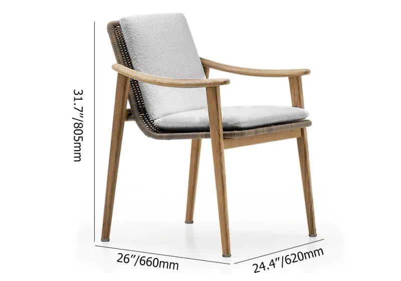 Ensemble de salle à manger de patio extérieur 7 pièces avec table et chaise en bois de teck en naturel et gris