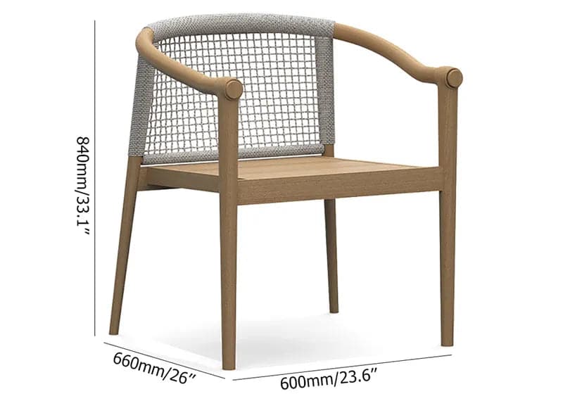 Ensemble de salle à manger d'extérieur en teck 7 pièces, table à manger ronde en bois avec 6 chaises en naturel