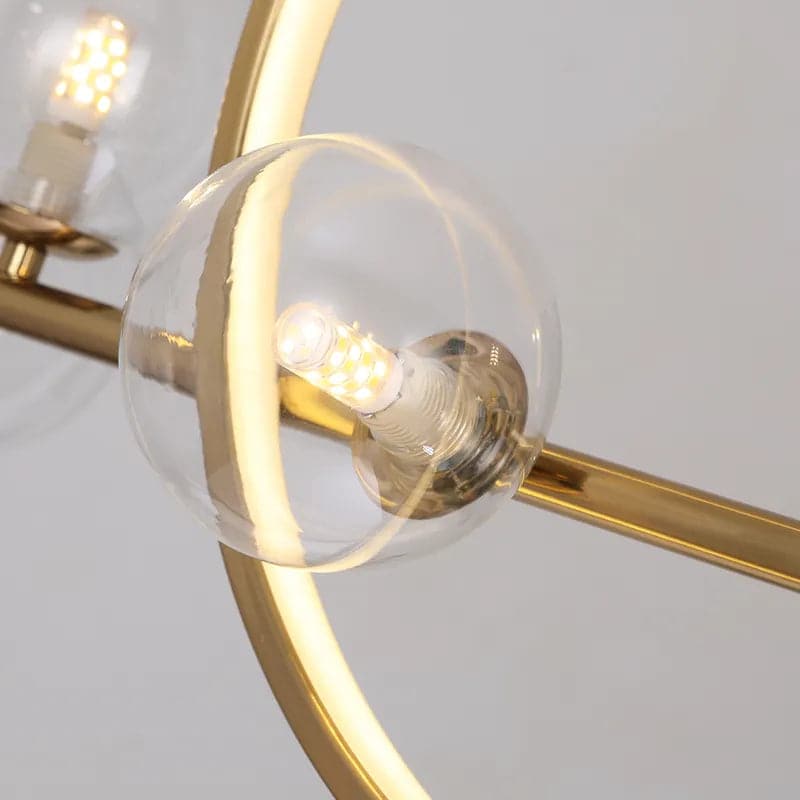 Modern Linear Gold Kitchen Island Light 7-Light Glass Globe Shade#Gold