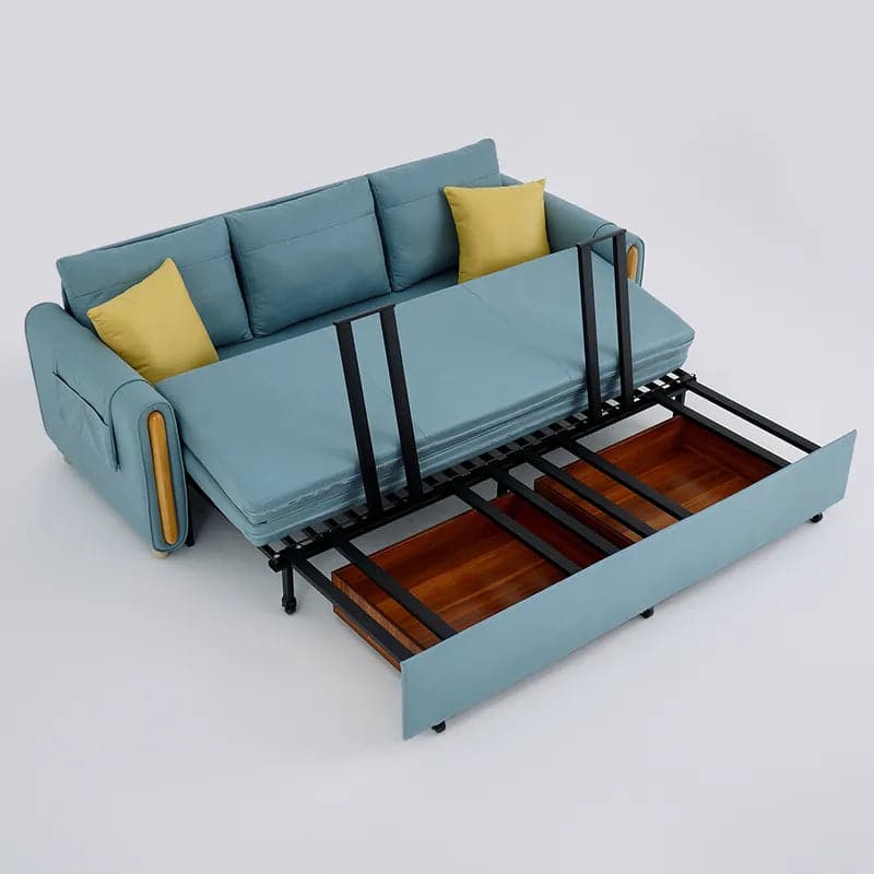 Canapé-lit à accoudoirs bleus de 81,1 po avec rangement et poches latérales
