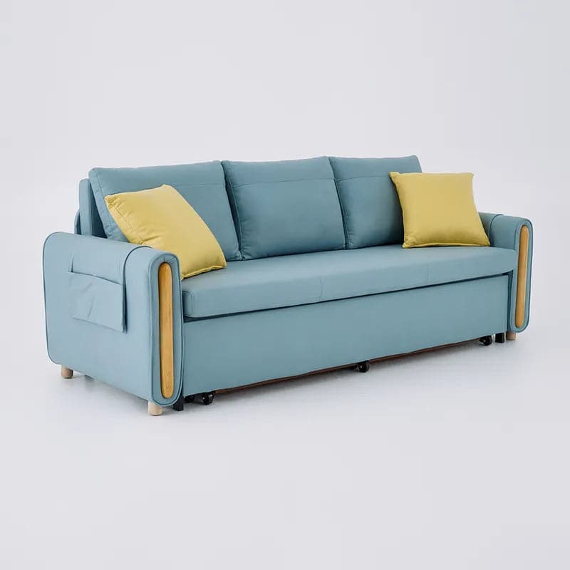 Canapé-lit à accoudoirs bleus de 81,1 po avec rangement et poches latérales