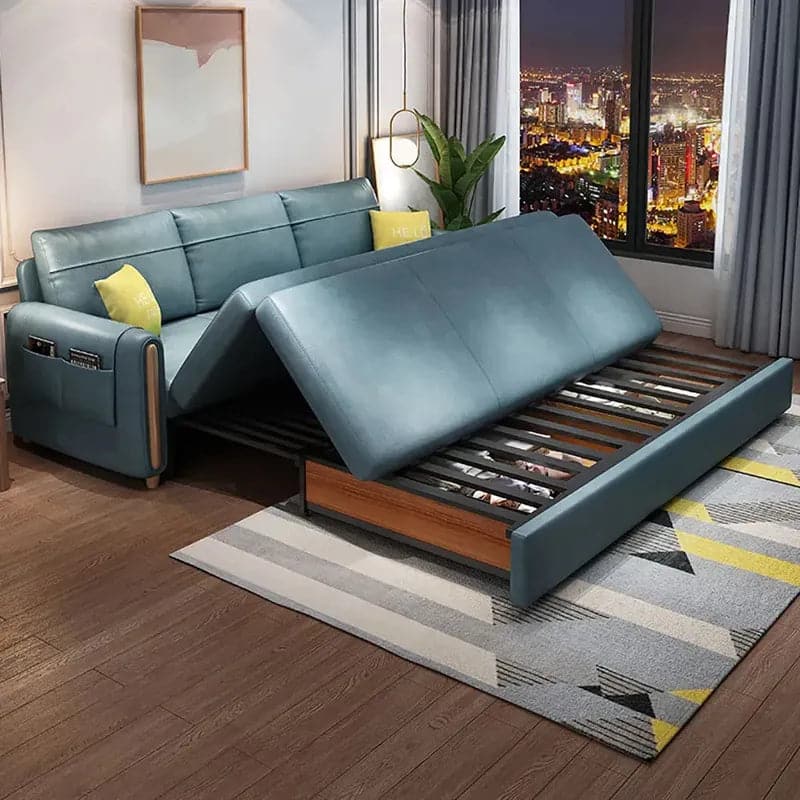 Blue Arm Full Sleeper Sofa Bed With