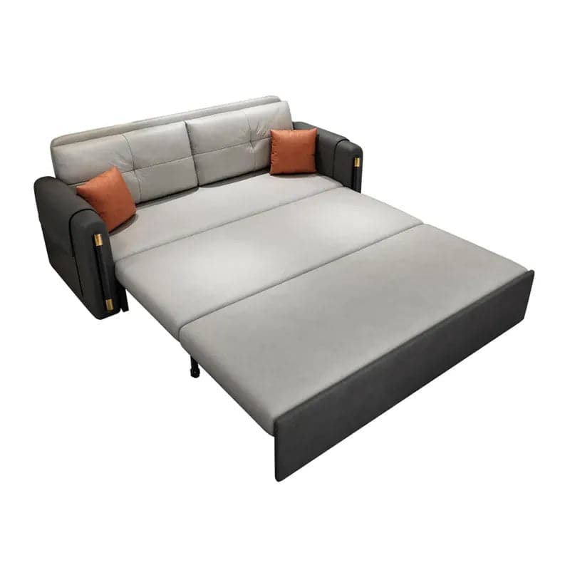 Canapé-lit convertible moderne de 81 po, gris, avec rangement, revêtement Leath-Aire