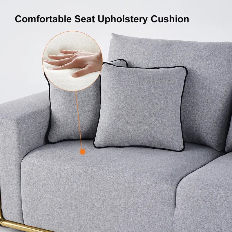 87" Modern Gray Cotton & Linen Upholstered 3-Seater Sofa for Living Room