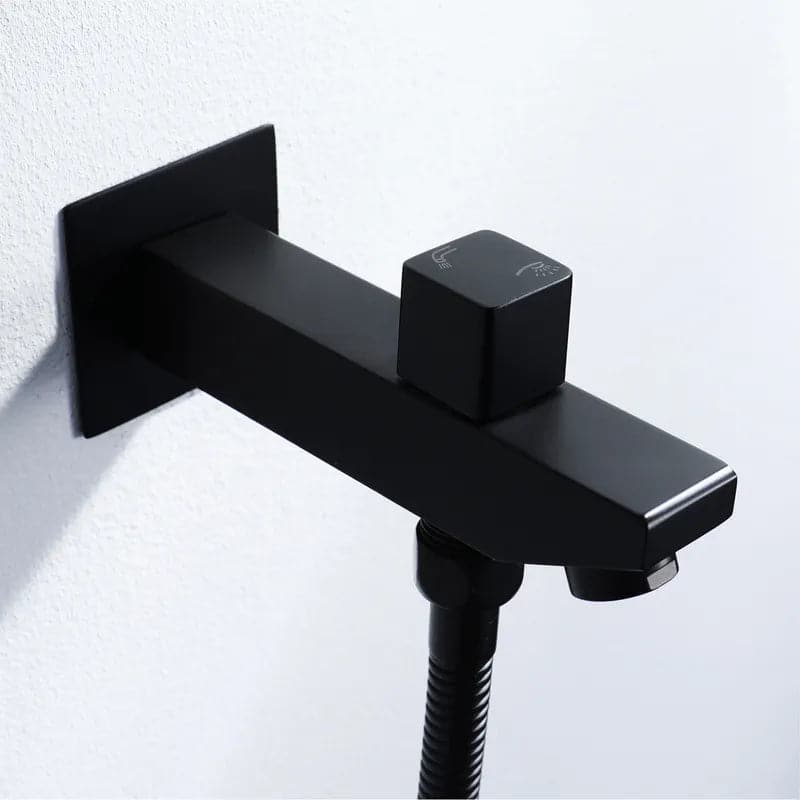 Wall-Mounted 23 Inch Thermostatic Shower System in Black 4 Functions #Black