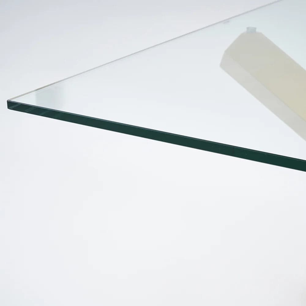 Table de salle à manger moderne en verre de 95 po avec double piédestal en or