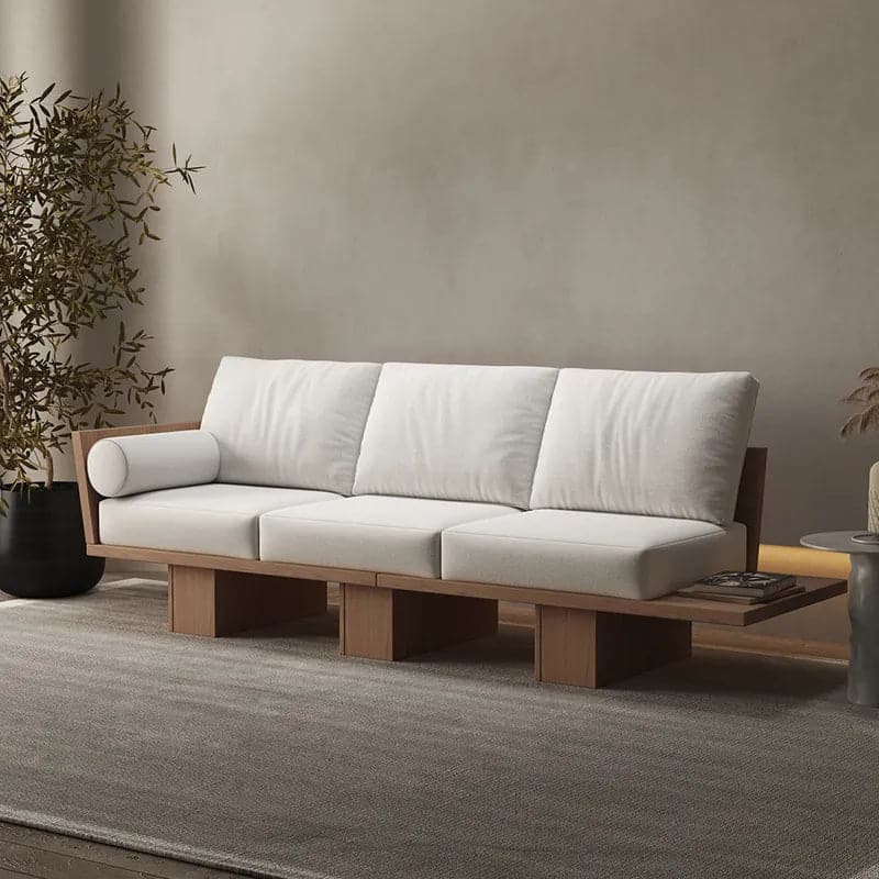 Canapé de salon moderne en bois massif de 97 pouces, 3 places, revêtement en coton et lin