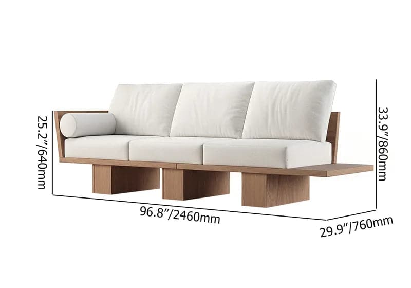 Canapé de salon moderne en bois massif de 97 pouces, 3 places, revêtement en coton et lin