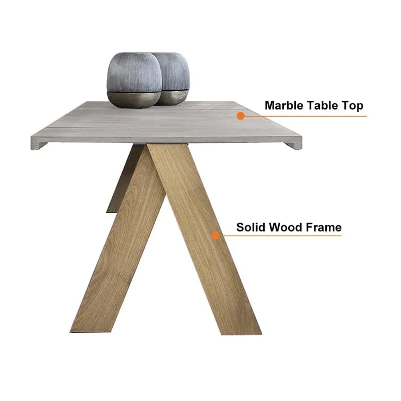 Ensemble de salle à manger d'extérieur moderne du milieu du siècle, 9 pièces, Table en marbre et bois et chaise en rotin en aluminium