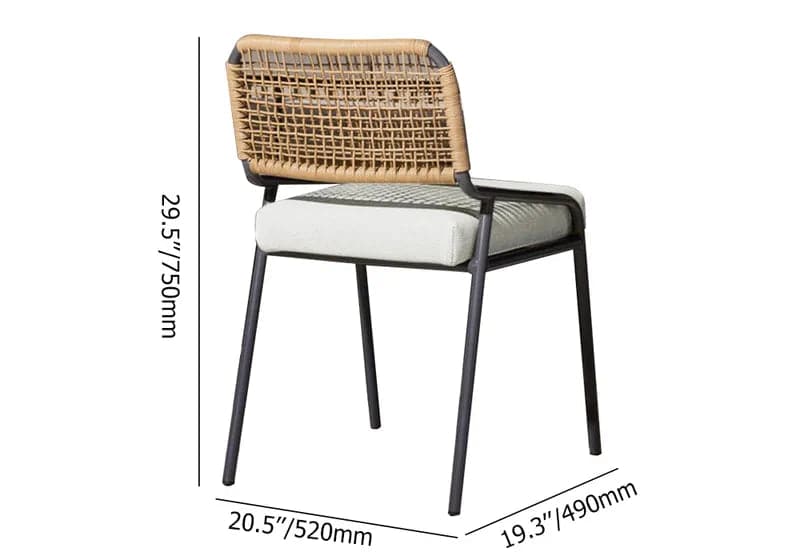 Ensemble de salle à manger d'extérieur moderne du milieu du siècle, 9 pièces, Table en marbre et bois et chaise en rotin en aluminium