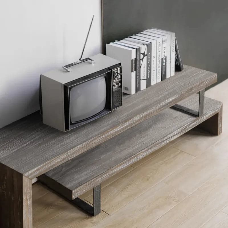 Meuble TV réglable et extensible en bois jusqu'à 80" de rangement ouvert