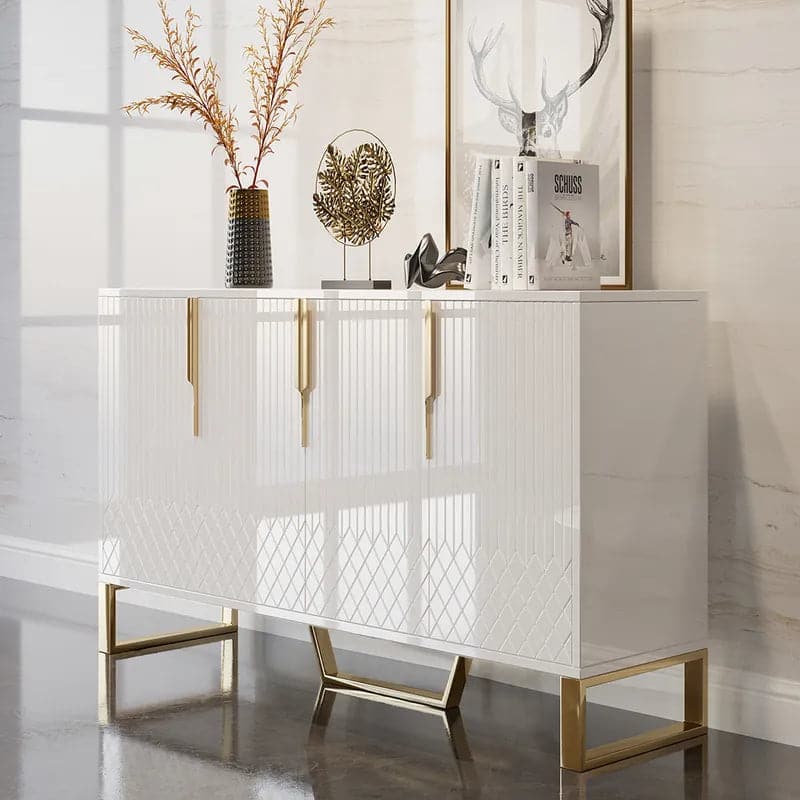 Aro 60 Contemporary Sideboard Buffet 4-Door Sideboard Table Kitchen Buffet Table#white