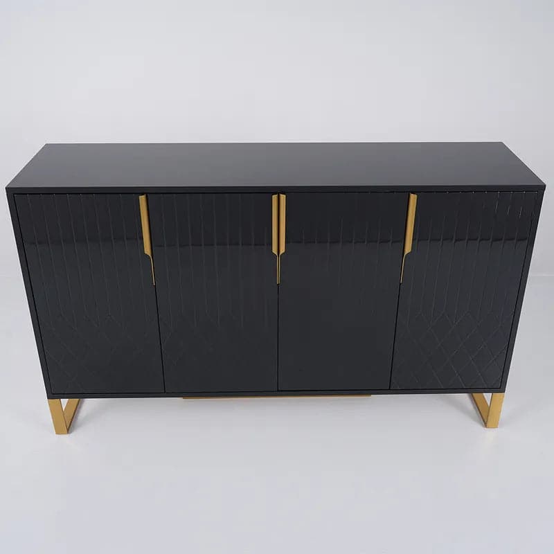 Aro 60 Contemporary Sideboard Buffet 4-Door Sideboard Table Kitchen Buffet Table#Black