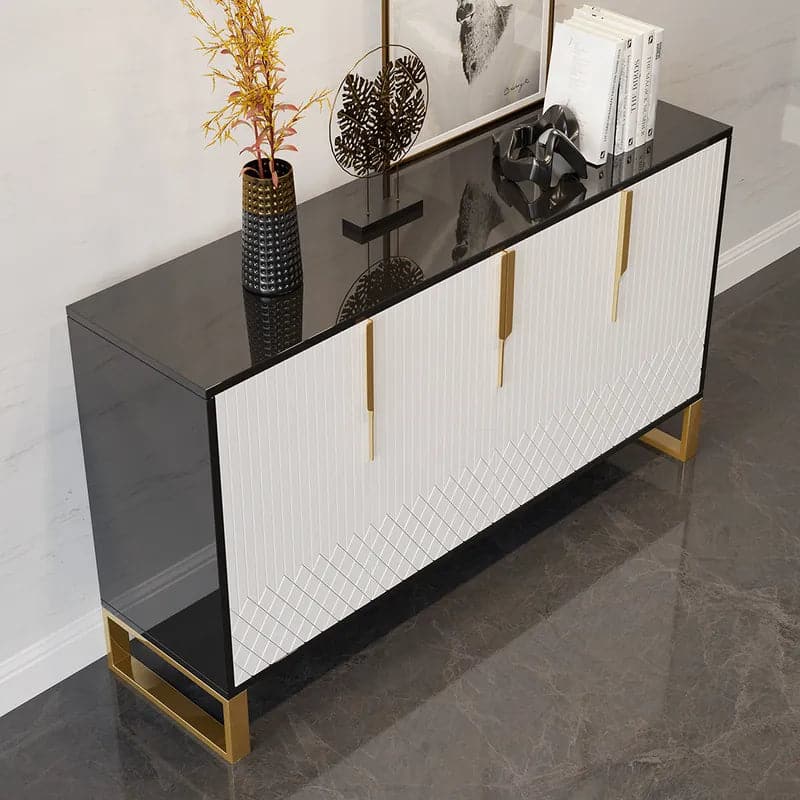 Aro 60 Contemporary Sideboard Buffet 4-Door Sideboard Table Kitchen Buffet Table#White&Black