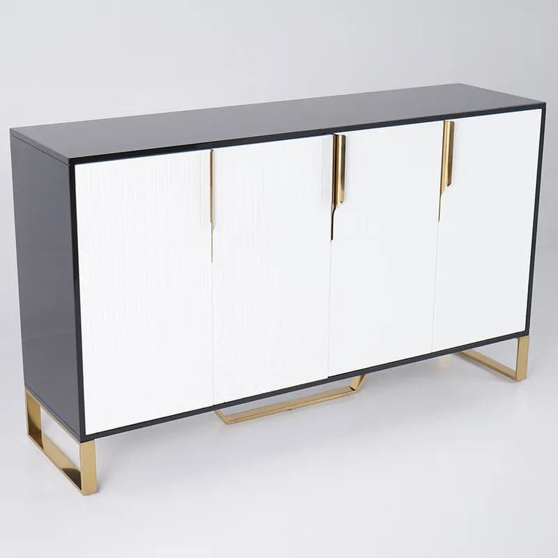 Aro 60 Contemporary Sideboard Buffet 4-Door Sideboard Table Kitchen Buffet Table#White&Black