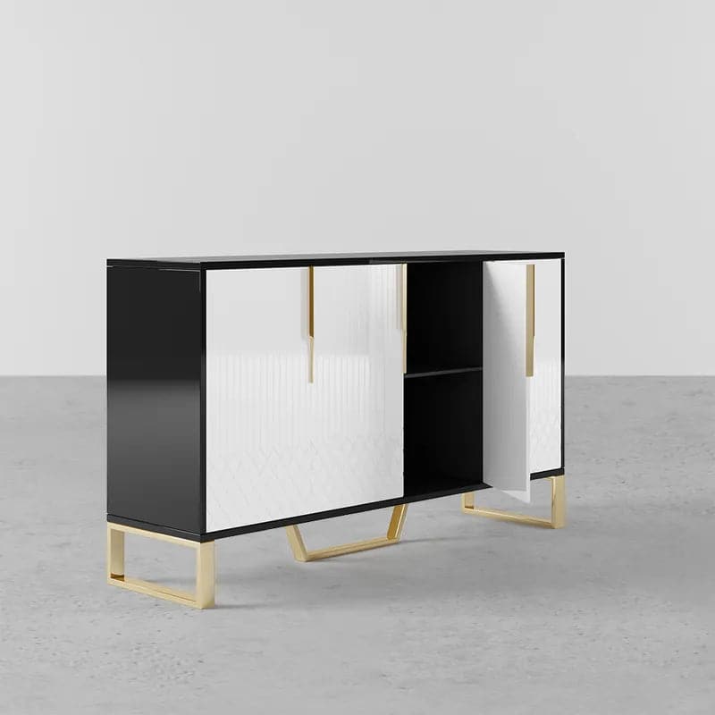 Aro 60 Contemporary Sideboard Buffet 4-Door Sideboard Table Kitchen Buffet Table#White&Black