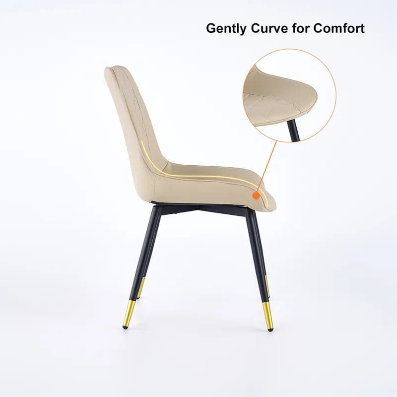 Chaise de salle à manger beige, chaise d'appoint en cuir (ensemble de 2) avec dossier solide
