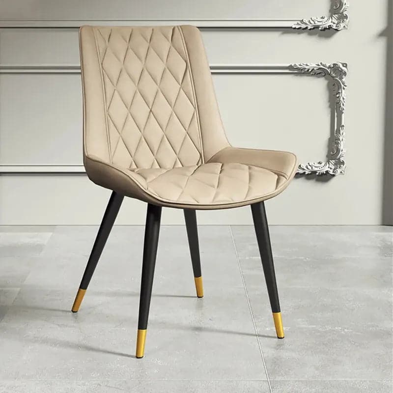 Chaise de salle à manger beige, chaise d'appoint en cuir (ensemble de 2) avec dossier solide