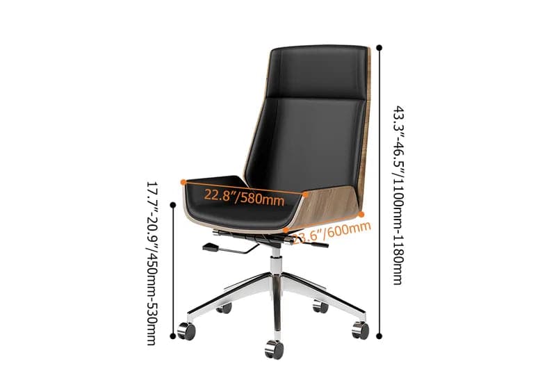 Orange&Black Faux Leather Office Chair Desk Chair with Wheels & Adjustable Height#Black
