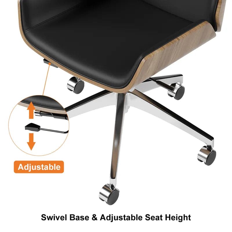 Orange&Black Faux Leather Office Chair Desk Chair with Wheels & Adjustable Height#Black