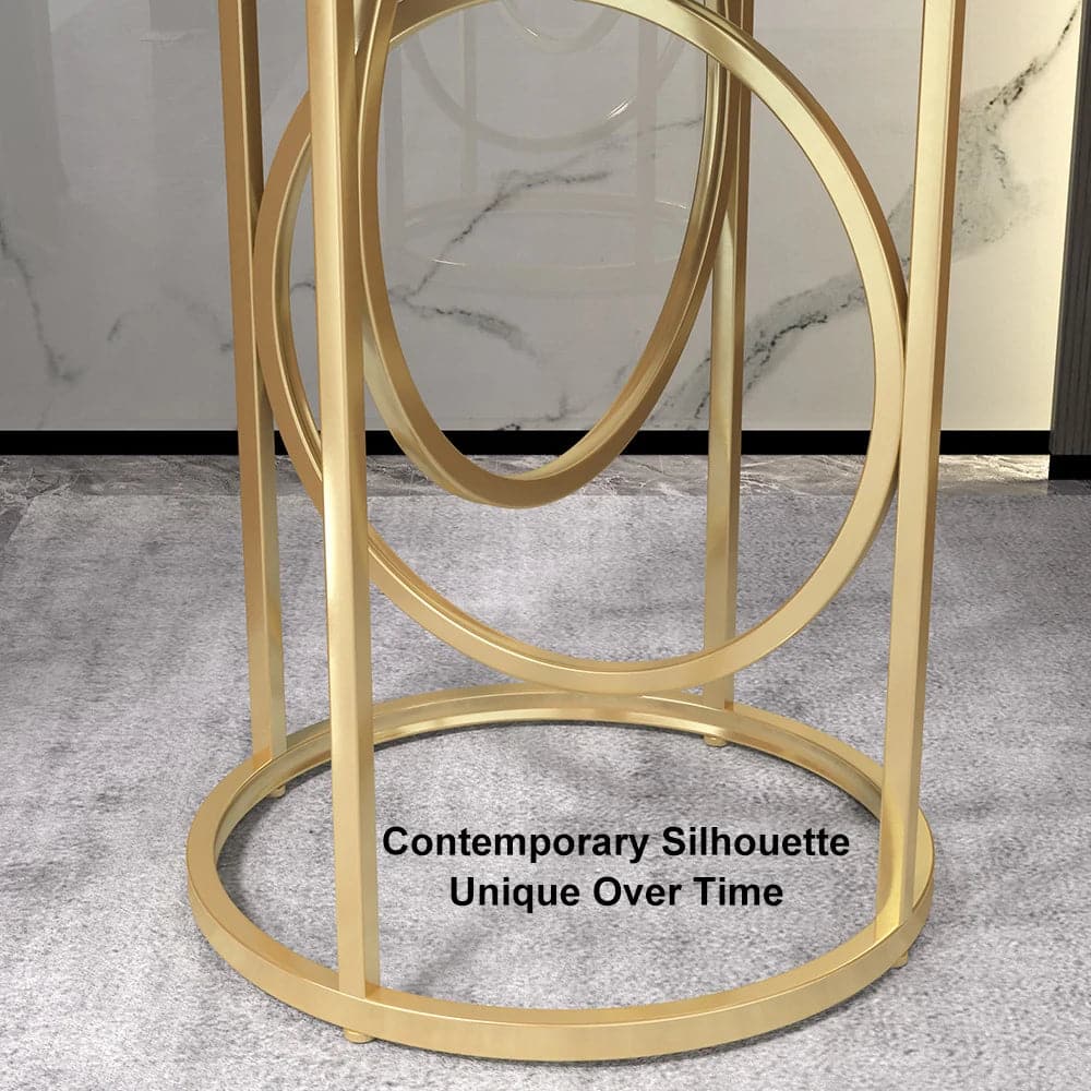 Black Round End Table Marble Top Side Table Metal in Gold