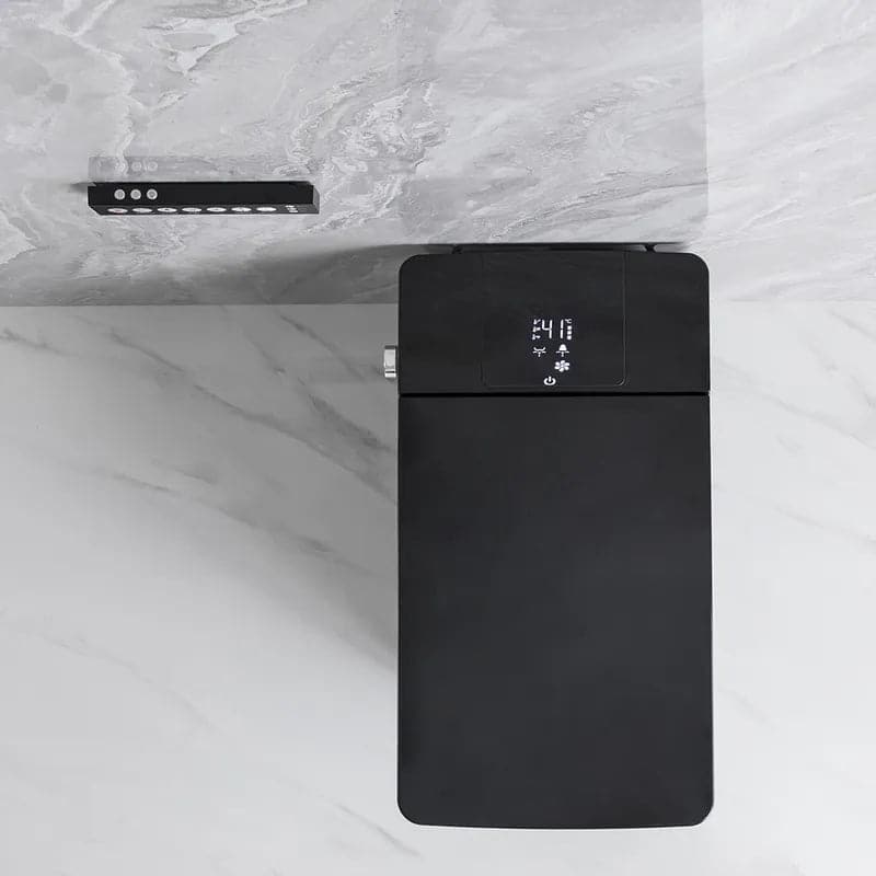 Toilette carrée monobloc intelligente noire avec télécommande et couvercle automatique