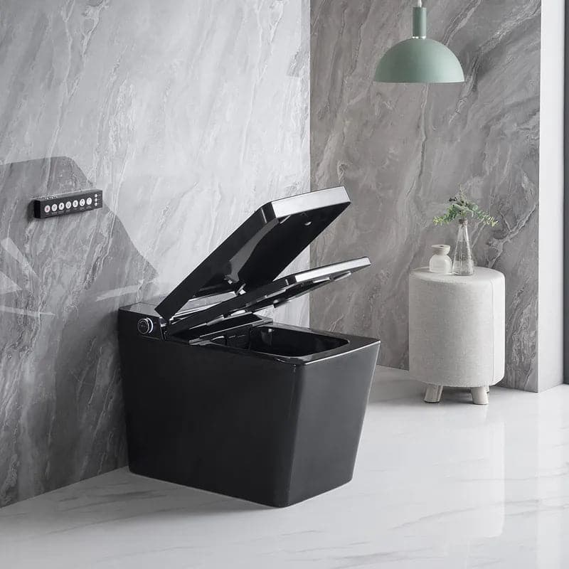 Black Smart One-Piece Floor Square Toilet with Remote Control and Automatic Cover