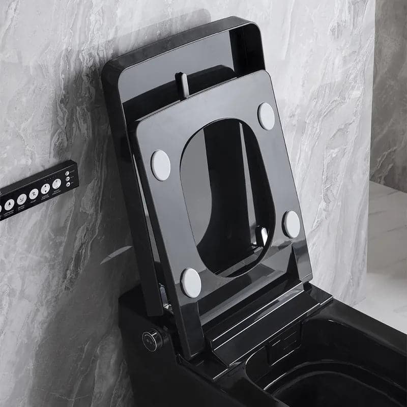 Toilette carrée monobloc intelligente noire avec télécommande et couvercle automatique