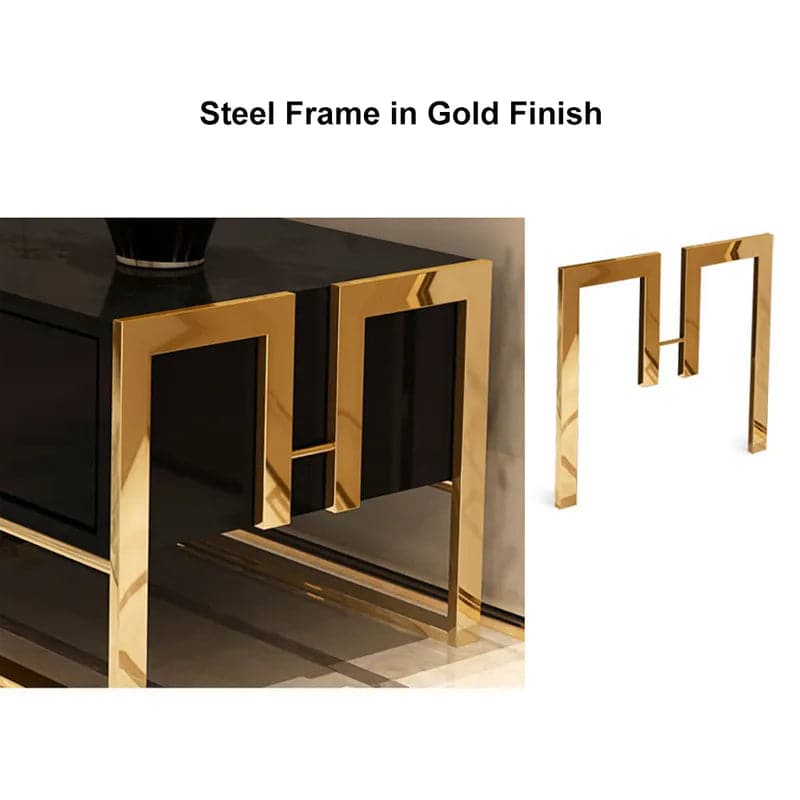 Modern Jocise White & Gold TV Stand 3 Drawers Media Console