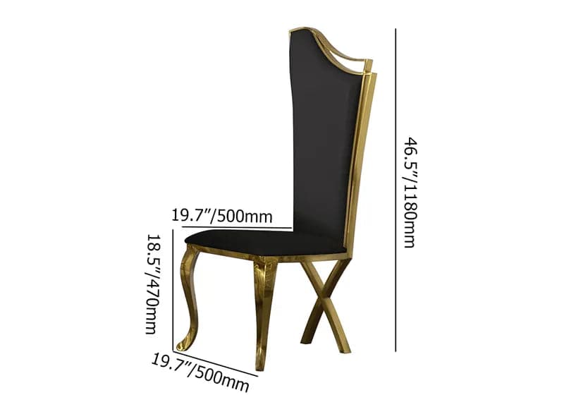 Ensemble de 2 chaises de salle à manger rembourrées noires, chaise d'appoint à dossier haut, pieds en acier inoxydable