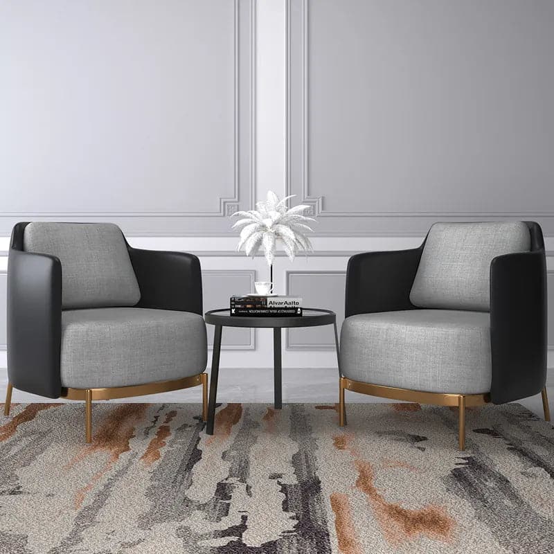 Black and Gray Modern Accent Chair with Linen Upholstery for Living Room