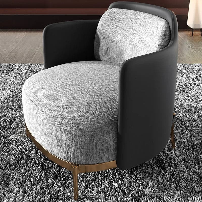 Black and Gray Modern Accent Chair with Linen Upholstery for Living Room