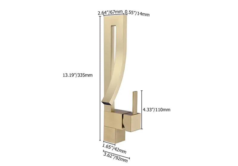 BrushedGoldWaterfallBathroomSinkFaucetSingleHoleSingleHandleBrassModernStyle#Brushed Gold