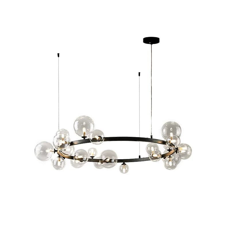 Bubi Modern Black Glass Bubble Chandelier 15/24-Light for Living Room and Dining Room#24-Light