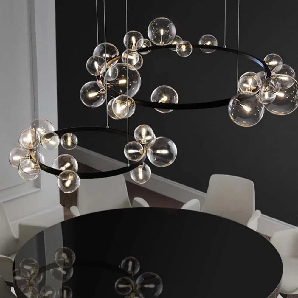 Bubi Modern Black Glass Bubble Chandelier 15/24-Light for Living Room and Dining Room#24-Light
