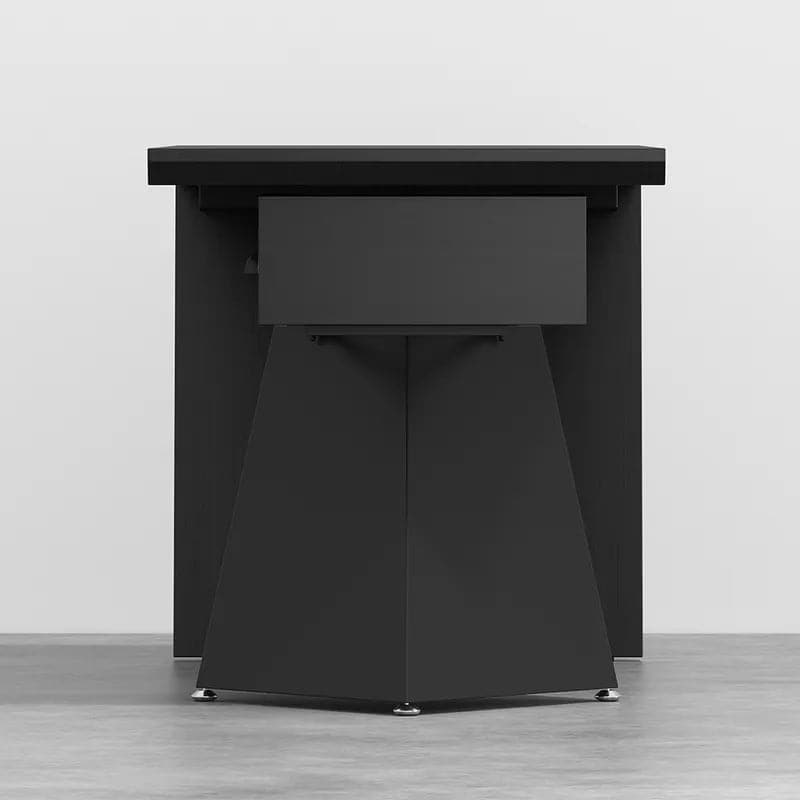 Cabstract Modern Office Desk with Drawer Writing Desk with White & Black & Gold#Black-S