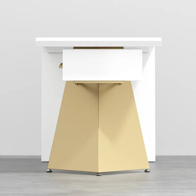 Cabstract Modern Office Desk with Drawer Writing Desk with White & Black & Gold#White-S