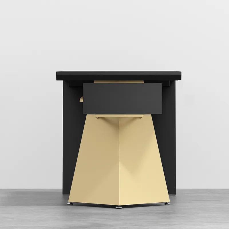 Cabstract Modern Office Desk with Drawer Writing Desk with White & Black & Gold#Black&Gold-S