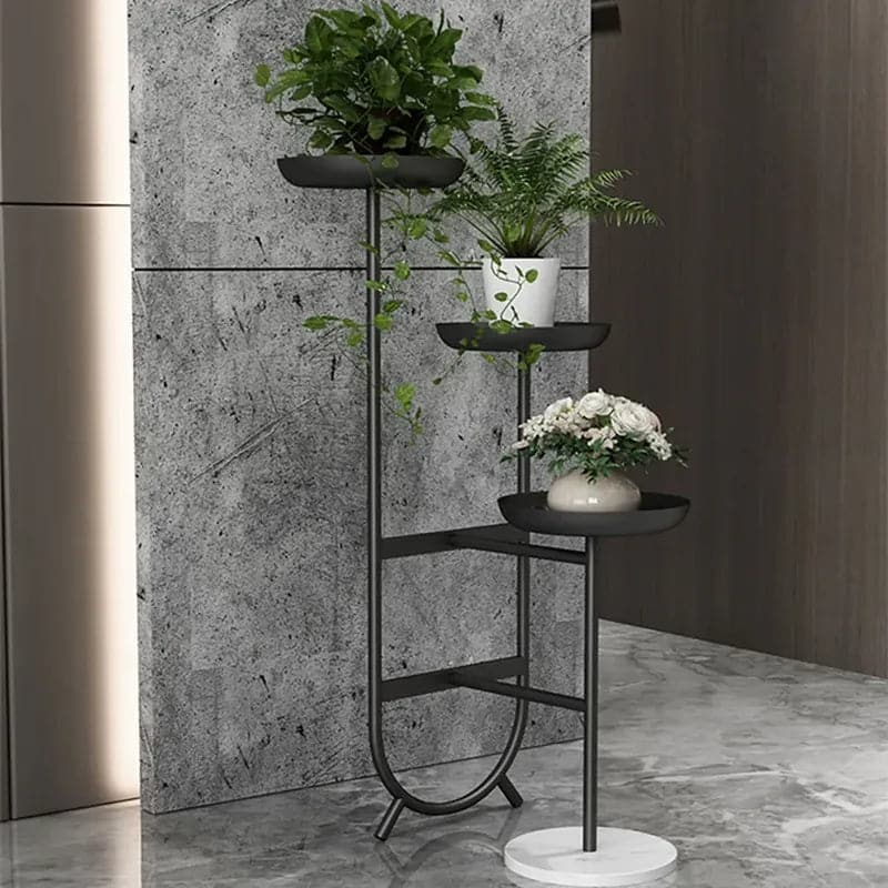 3 Tier Tall Metal Standing Plant Stand Chic Unique Shaped Planter in Gold