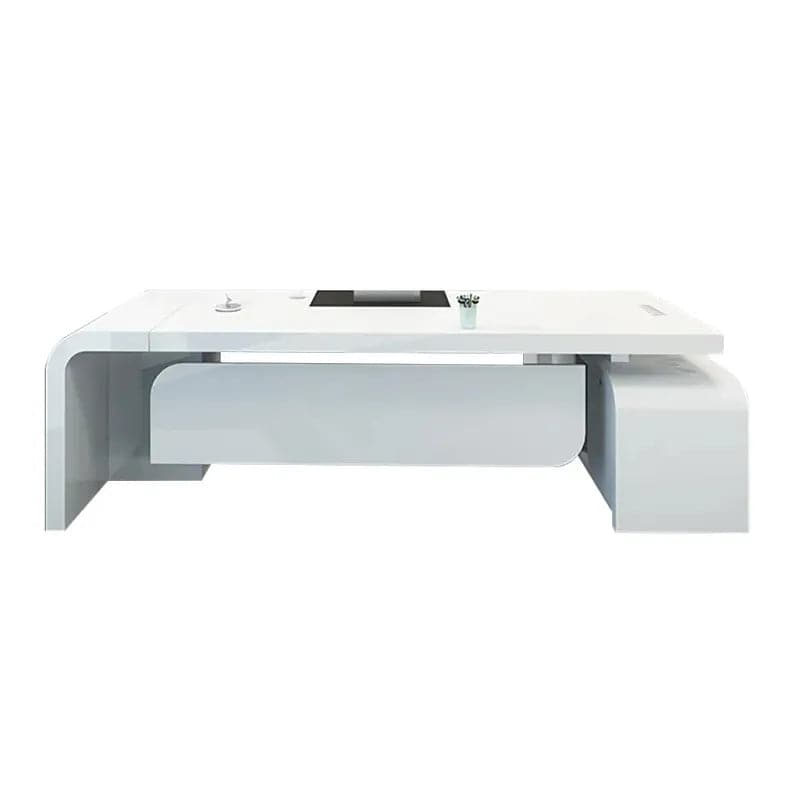 Chicent L-shaped Modern Executive Desk with Ample Storage Left Hand&Right Hand in White#Left Hand