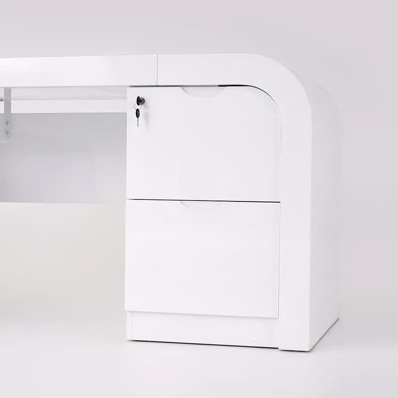 Chicent L-shaped Modern Executive Desk with Ample Storage Left Hand&Right Hand in White#Left Hand