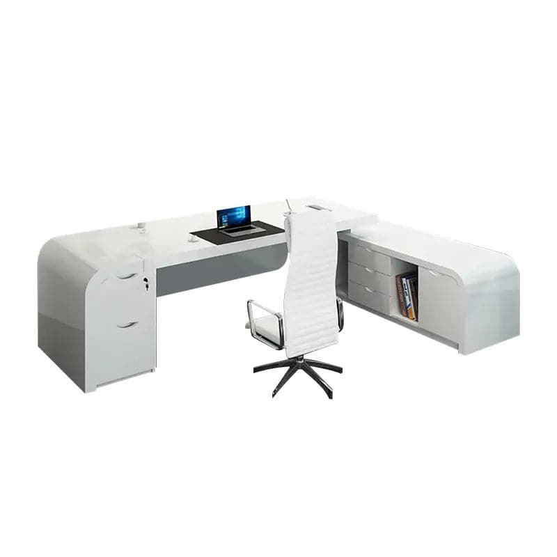 Chicent L-shaped Modern Executive Desk with Ample Storage Right