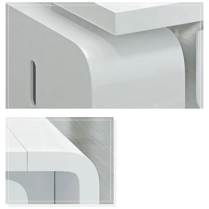 Bureau d'ordinateur blanc moderne en forme de L avec armoire et grand rangement main gauche/main droite
