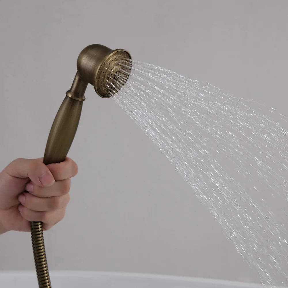 Robinet de baignoire autoportant à bec tourbillonnant classique à poignée unique avec douchette en laiton massif