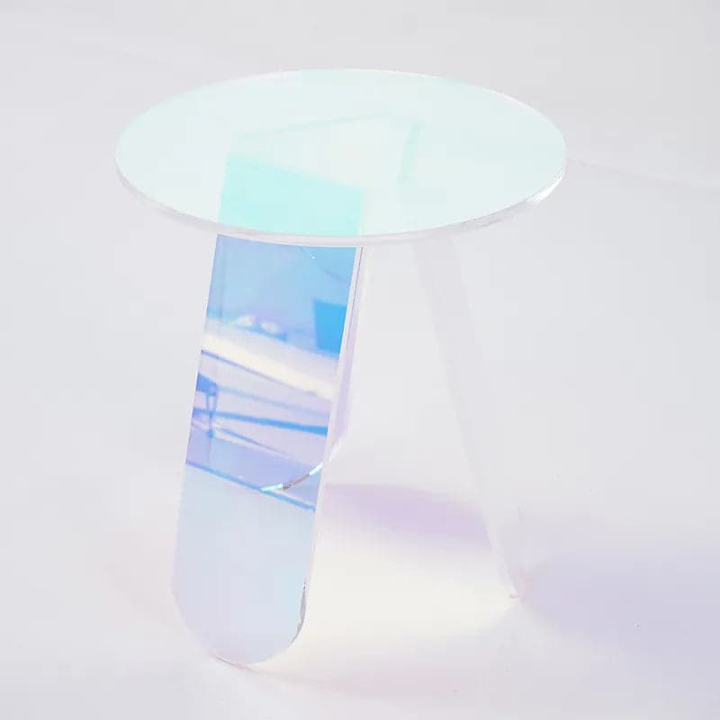 Acrylic End Table Clear Round Side Table Modern Accent Table Iridescent