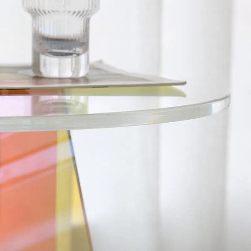 Acrylic End Table Clear Round Side Table Modern Accent Table Iridescent