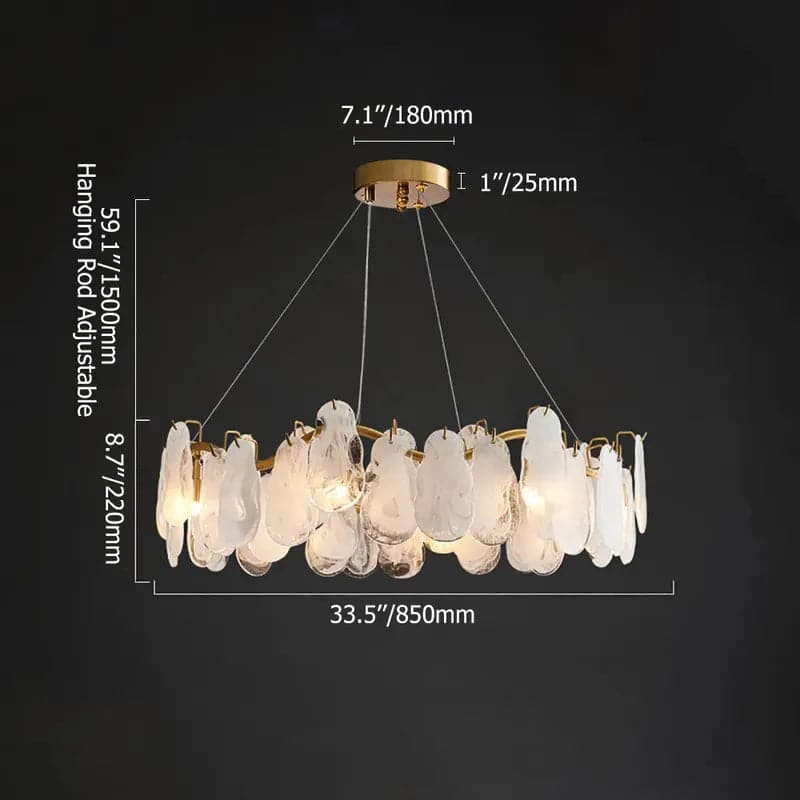 Lustre moderne en verre nuage à 8 lumières avec câbles réglables