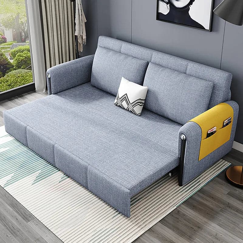 Canapé-lit contemporain en coton et lin, canapé-lit convertible avec rangement