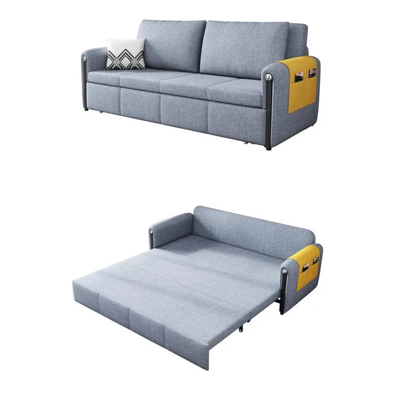 Canapé-lit contemporain en coton et lin, canapé-lit convertible avec rangement